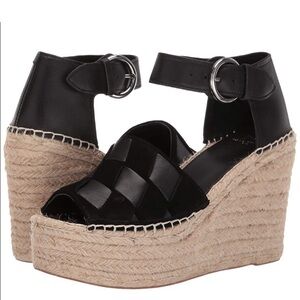 Marc Fisher Black Woven Leather Espadrille Sandals size 9.5